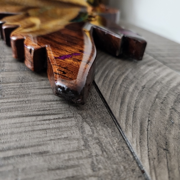 Handcrafted Wood Carved Hummingbird Turquoise Wall Hanging Signed Tammy Ireland - Picture 7 of 12